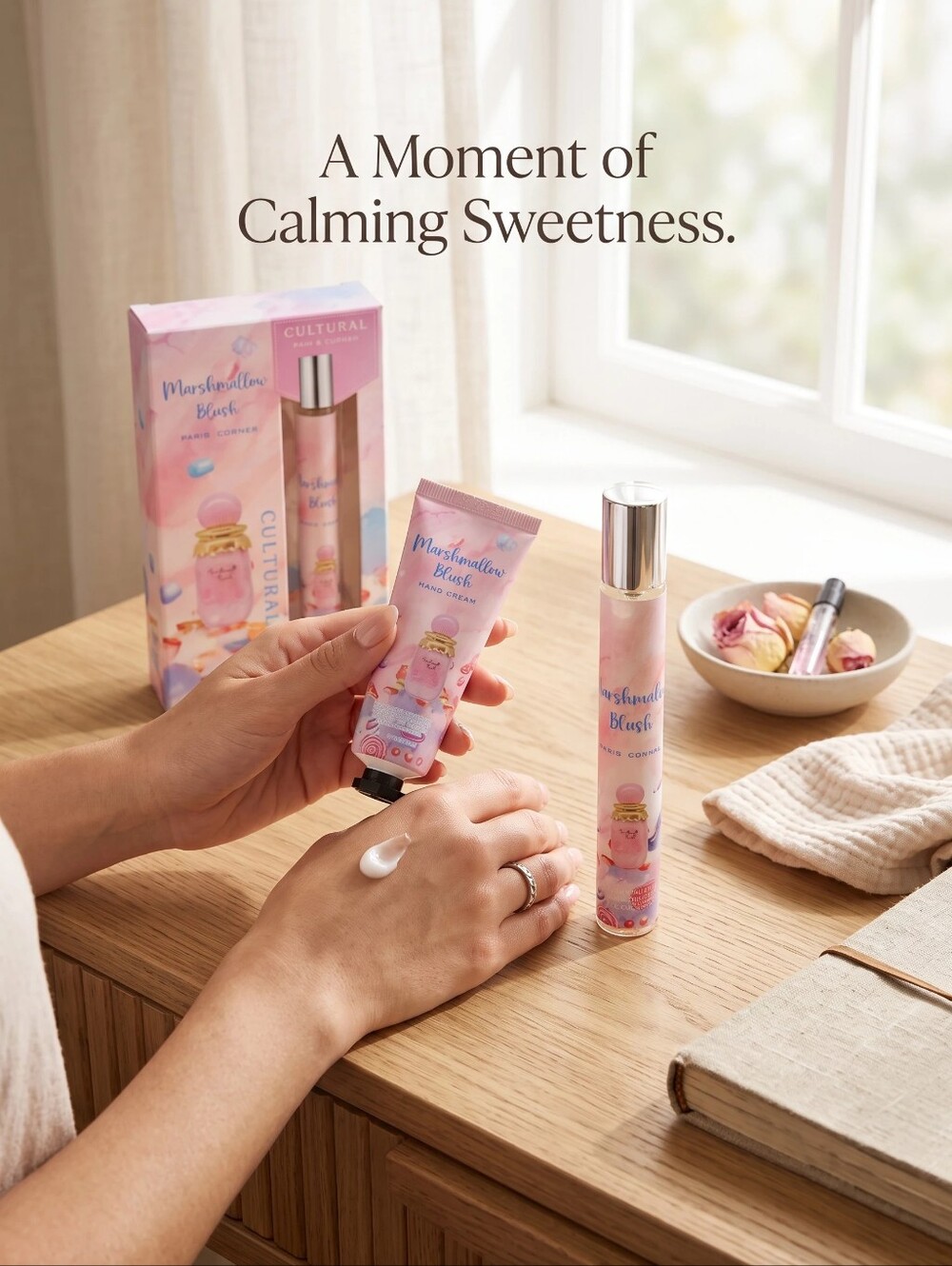 Marshmallow Blush Travel Set With Hand Cream